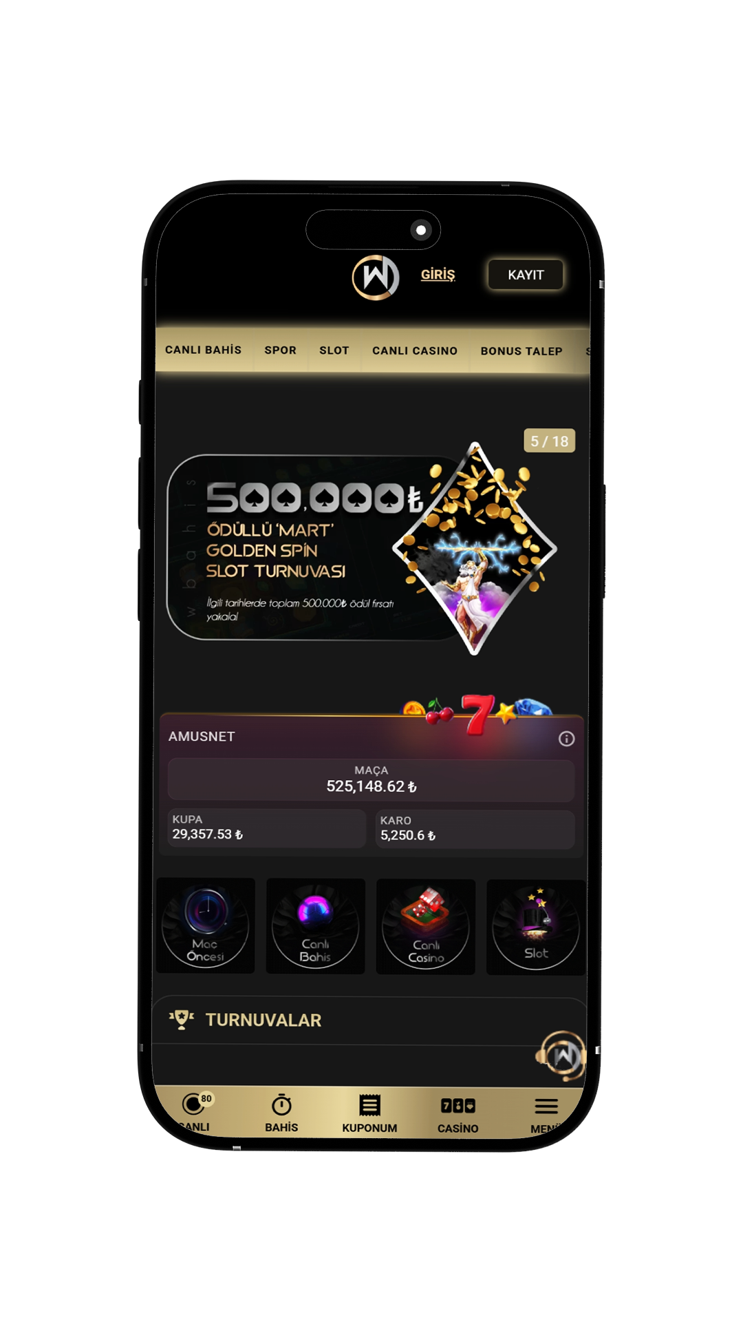 WBahis mobil uygulama ekranı